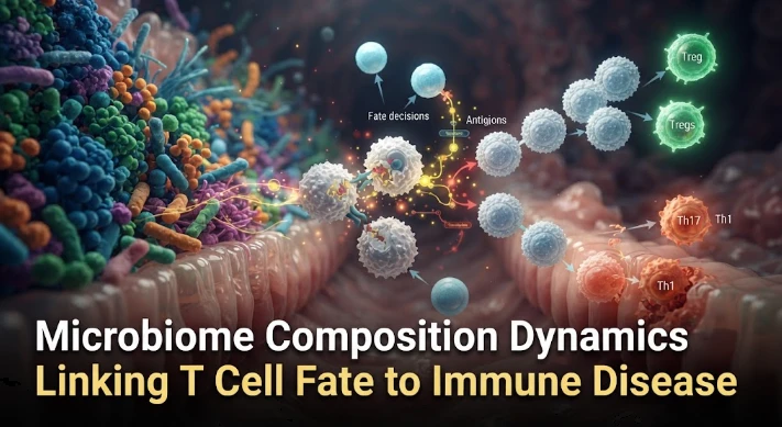 Microbiome Composition Dynamics Linking T Cell Fate to Immune Disease