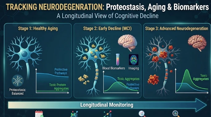 Neurodegeneration Progression through Proteostasis and Aging Biology Using Longitudinal Biomarkers