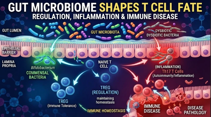 T Cell Fate Regulation through Microbiome Composition in Immune Disease
