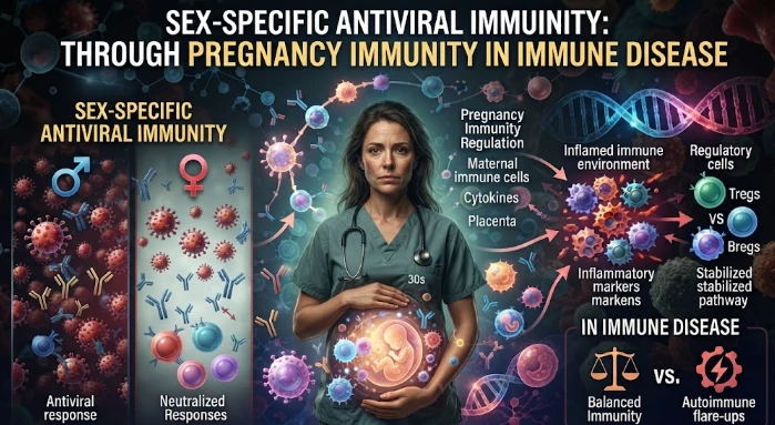Sex Specific Antiviral Immunity Regulation through Pregnancy Immunity in Immune Disease