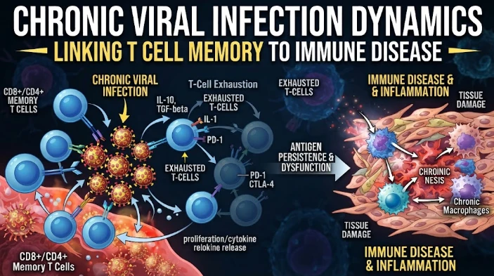 Chronic Viral Infection Dynamics Linking T Cell Memory to Immune Disease