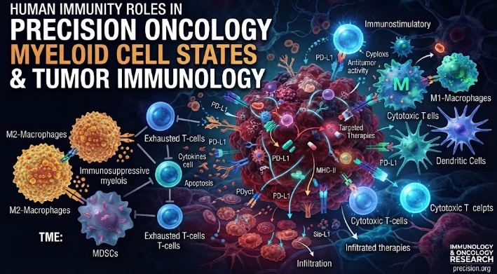 Human Immunity Roles in Precision Oncology through Myeloid Cell States and Tumor Immunology