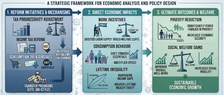 Tax-Transfer Reform, Poverty Reduction, and Work Incentives: Evidence from Tax progressivity, consumption, income tax reforms, lifetime inequality, welfare