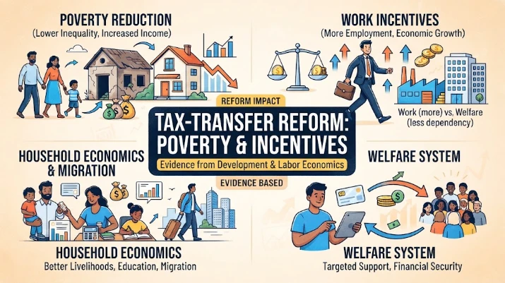 Tax-Transfer Reform, Poverty Reduction, and Work Incentives: Evidence from Development economics, labour, welfare, migration, poverty, household economics