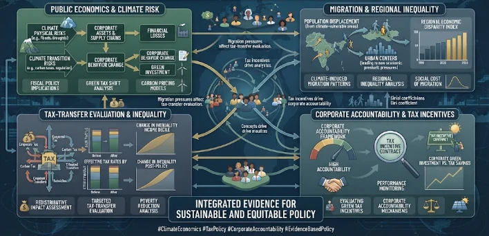 Climate Risk, Tax Incentives, and Corporate Accountability: Evidence from Public economics, migration, inequality, tax-transfer evaluation