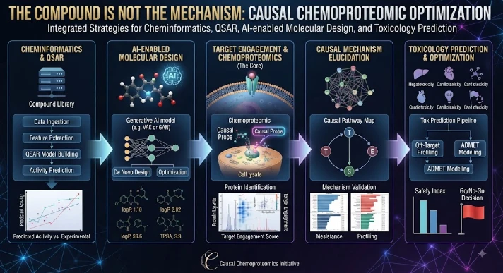The Compound Is Not the Mechanism: Causal Chemoproteomic Optimization of Cheminformatics, QSAR, AI-enabled molecular design and toxicology prediction