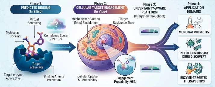 From Predicted Binding to Cellular Target Engagement: An Uncertainty-Aware Platform for Medicinal Chemistry, Infectious-Disease Drug Discovery and Enzyme-Targeted Therapeutics