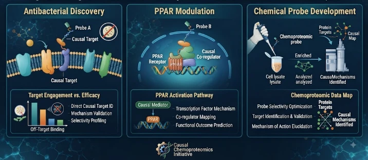The Compound Is Not the Mechanism: Causal Chemoproteomic Optimization of Antibacterial discovery, PPAR modulation and chemical probe development