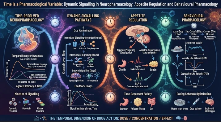 Time Is a Pharmacological Variable: Dynamic Signalling in Neuropharmacology, Appetite Regulation and Behavioural Pharmacology