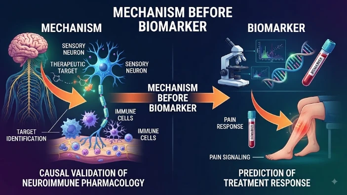 Mechanism Before Biomarker: Causal Validation of Treatment Response in Neuroimmune Pharmacology, Pain, Sensory Neurons and Therapeutic Targets
