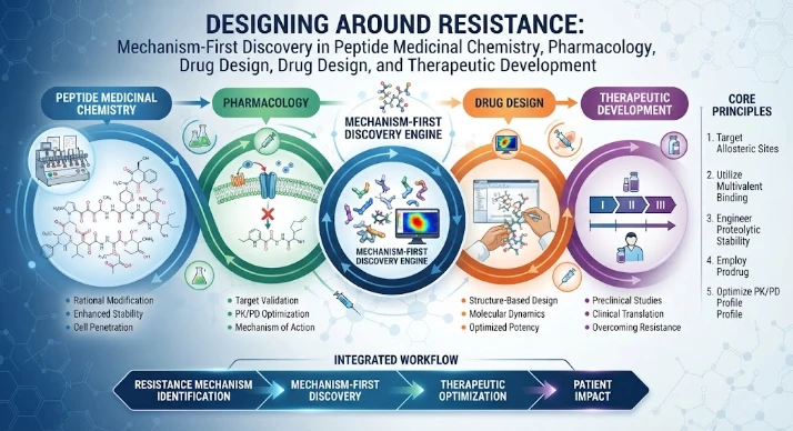 Designing Around Resistance: Mechanism-First Discovery in Peptide Medicinal Chemistry, Pharmacology, Drug Design and Therapeutic Development