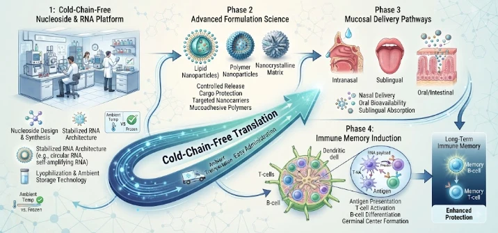 Cold-Chain-Free Translation of Nucleoside Medicinal Chemistry, RNA Therapeutics and Drug-Development Platforms: Integrating Formulation, Mucosal Delivery, and Immune Memory