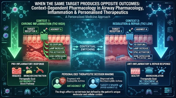 When the Same Target Produces Opposite Outcomes: Context-Dependent Pharmacology in Airway Pharmacology, Inflammation and Personalised Therapeutics