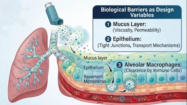 When Biological Barriers Become Design Variables: A Mechanistic Study of Pulmonary Delivery for Respiratory Disease
