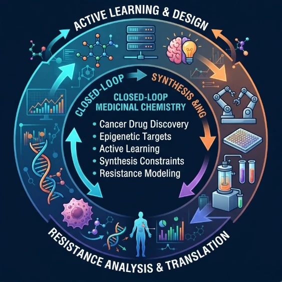 Closed-Loop Medicinal Chemistry: Active Learning with Synthesis and Resistance Constraints for Cancer drug discovery, epigenetic targets and translational medicinal chemistry