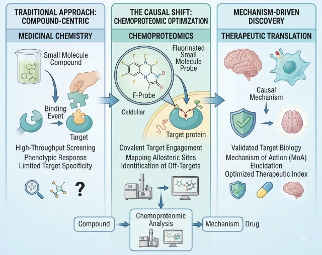 The Compound Is Not the Mechanism: Causal Chemoproteomic Optimization of Synthetic medicinal chemistry, fluorinated molecules and therapeutic discovery