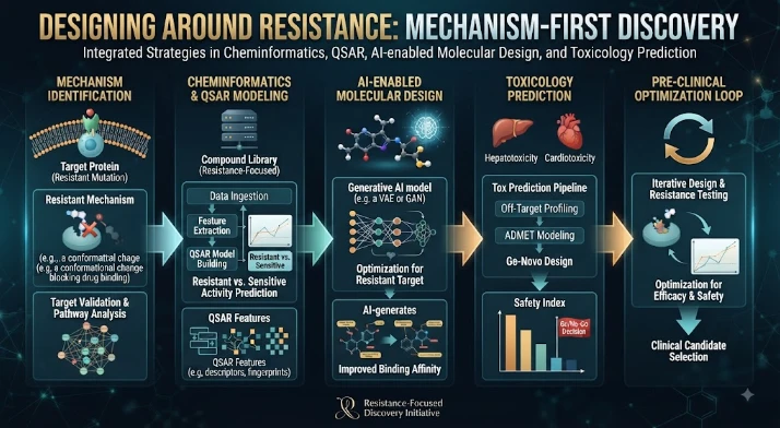 Designing Around Resistance: Mechanism-First Discovery in Cheminformatics, QSAR, AI-enabled molecular design and toxicology prediction