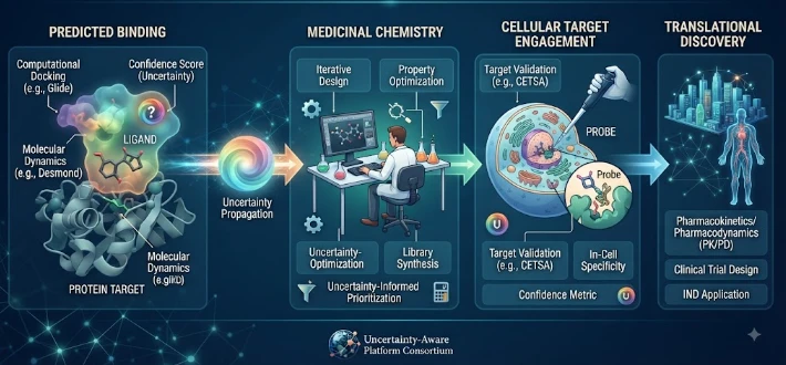 From Predicted Binding to Cellular Target Engagement: An Uncertainty-Aware Platform for Medicinal chemistry and translational discovery of new therapeutics