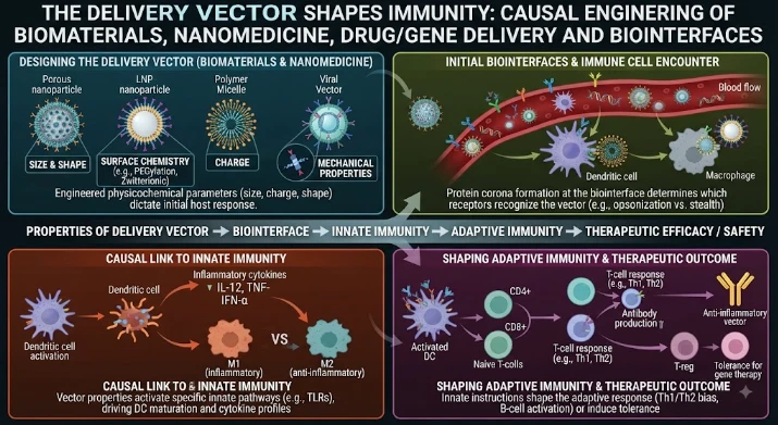 The Delivery Vector Shapes Immunity: Causal Engineering of Biomaterials, Nanomedicine, Drug/Gene Delivery and Biointerfaces