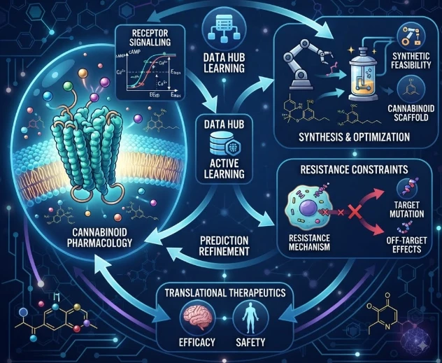 Closed-Loop Medicinal Chemistry: Active Learning with Synthesis and Resistance Constraints for Cannabinoid Pharmacology, Receptor Signalling, Drug Discovery and Translational Therapeutics Category