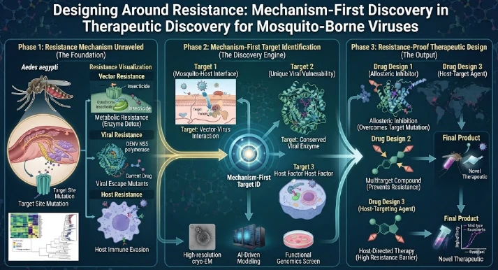 Designing Around Resistance: Mechanism-First Discovery in Therapeutic Discovery for Mosquito-Borne Viruses