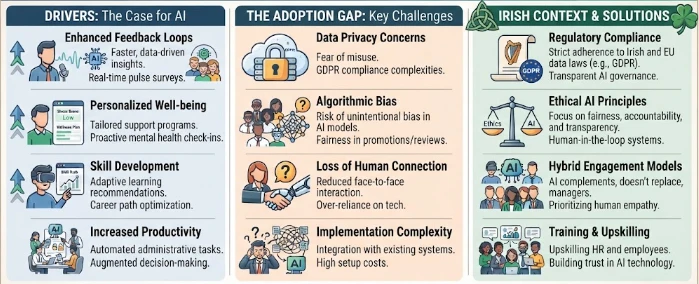 Explaining Adoption Gaps in AI Enabled Employee Engagement Across Irish Workplaces